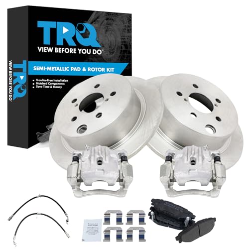 Image of TRQ Rear Brake Pad and Rotor Set Semi Metallic Calipers Compatible with 2014-2018 Subaru Forester 2013-2015 XV Crosstrek 2016-2017 Crosstrek