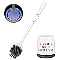 Ratolo Electric Toilet Brush,Silicone Toilet Brush,Toilet Bowl Brush and Holder Set with Ventilated Holder,Toilet Brush, Floor Standing, Wall Mounted Without Drilling?Rechargeable