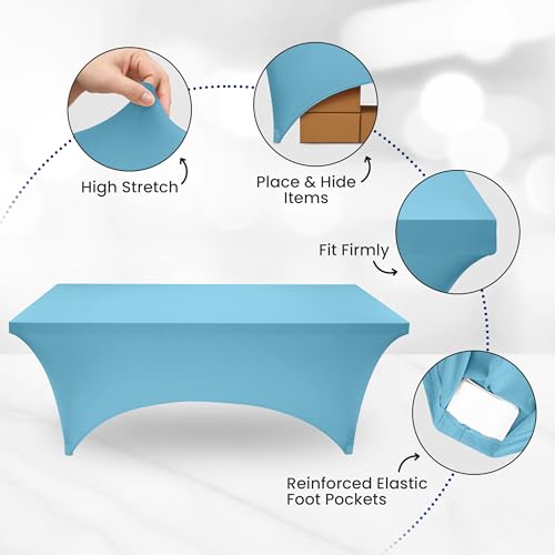 Image of Utopia Kitchen Spandex Tablecloth 1 Pack [6FT, Blue Mist] Tight, Fitted, Washable and Wrinkle Resistant Stretch Rectangular Patio Table Cover for Event, Wedding, Banquet & Parties [72Lx30Wx30H Inch]