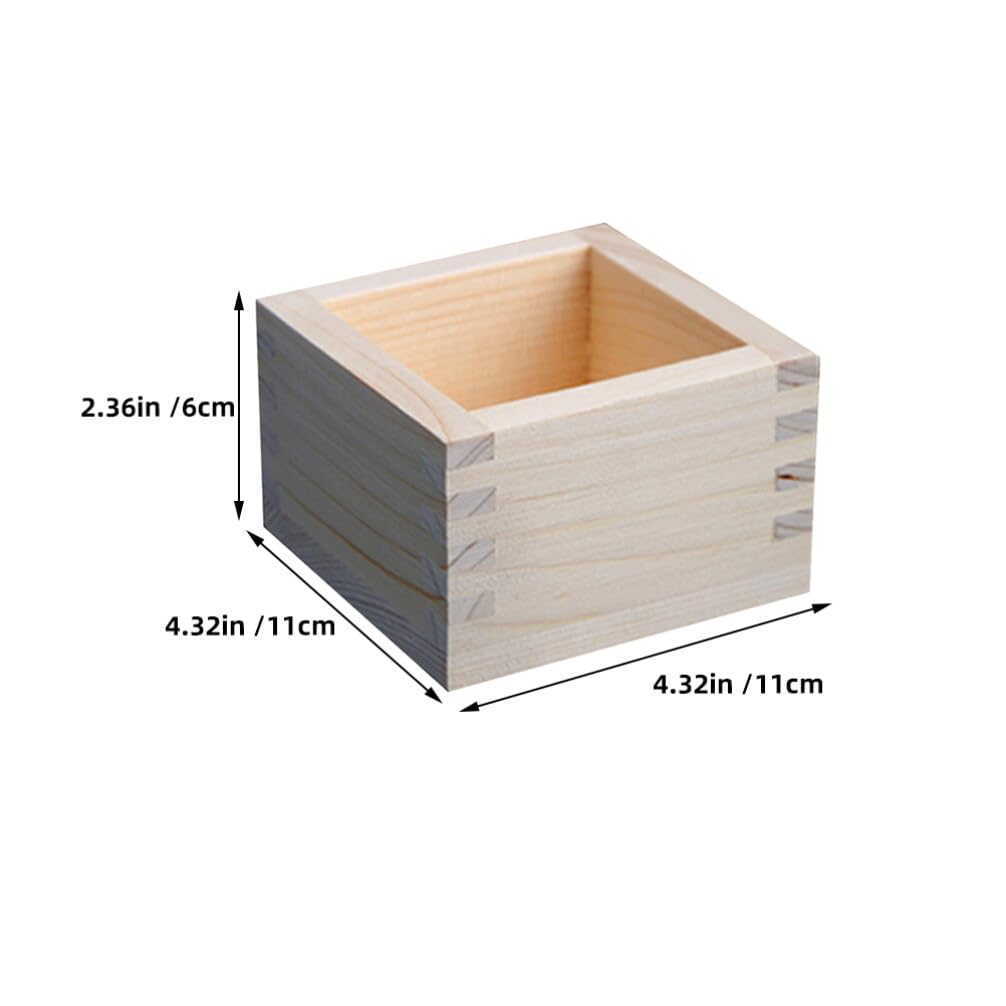 HOLIDYOYO Sake Cup, 2pcs Wooden Masu Sake Cups Square Sake Boxes Japanese Wood Saki Cup Box Sake Glass Storage Box Sushi Box Japanese Food Box Mini Flower Pot