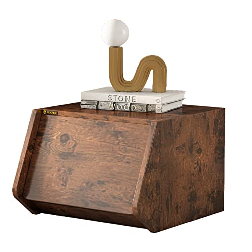 Alisened Wooden Stackable Storage Box With Drawers, Small Mordern Storage Bookcase Bin, Space Saving Closet Organizer And Nightstand. Wood Display Box For Bedroom And Livingroom,Brown #TOP7