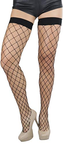 Image of ToBeInStyle Women's Diamond Large and Fine Fence Net Fishnet Nylon Thigh High