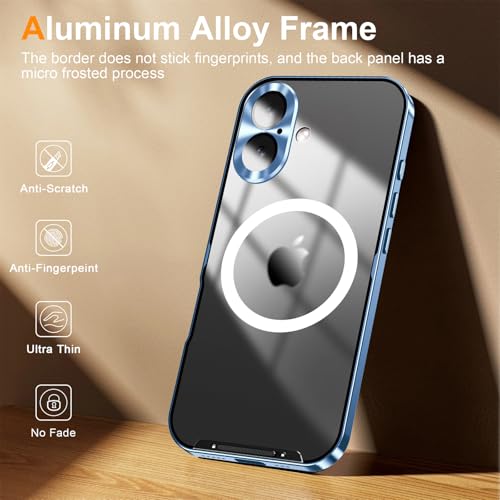 Coque iPhone 16 Pro MagSafe en aluminium bleu mat