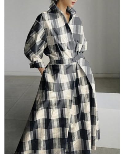 Bengbobar Womens Plus Size Leopard Print Shirt Dress with Pockets - V-Neck, Long Sleeves, A-Line, Maxi, White3