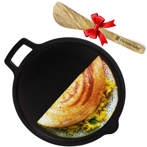 The Indus Valley Super Smooth Cast Iron Tawa with Free Wooden Spa...
