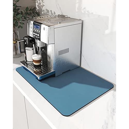 AMOAMI Coffee Mat - Hide Stain Rubber Backed Absorbent Dish Drying Mat for Kitchen Counter - Bar Accessories Fit Under Coffee Maker, Machine, Pot, Esp