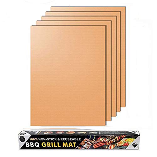 JOKBEN Grill Non-Stick, Reusable BBQ Mat 5-Pack for Gas, Electric, and Charcoal Grills - Easy to Clean Barbecue Accessories