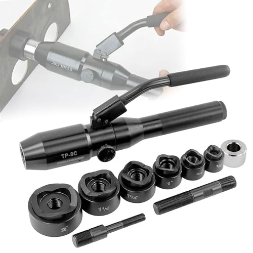 Hydraulic Knockout Punch Driver Kit - 6 Dies, 1/2" to 2" Hole, Manual Tool for Soft Steel Plate Conduit Punching, Durable Hand Tool (Color: 8)