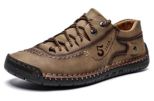 Mens Casual Shoes Breathable Sneakers Walking Shoes Lace-Up Leather Dress Flats Shoes for Driving2