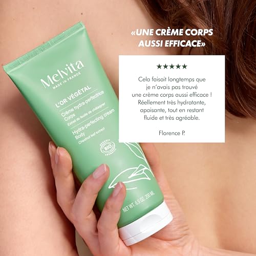 Melvita - Crème Corps Hydra-Perfectrice - Or Végétal - Hydratation 24h - Extrait de Châtaignier, Aloe Vera, Beurre de Karité - pour Peaux Sèches - 200ml