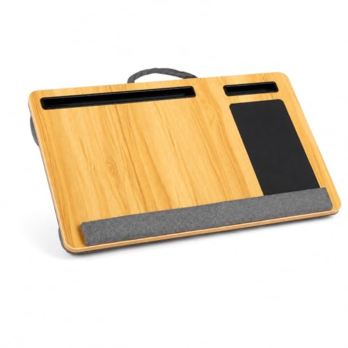 Image of Ant Esports Bravo LT300 Wooden Lap Desk with Cushion for Laptop up to 17 Inches, Portable Work from Home Laptop Table with Soft Wrist Pad, Bed Desk for Couch, Sofa, Study, Reading, Writing & Gaming