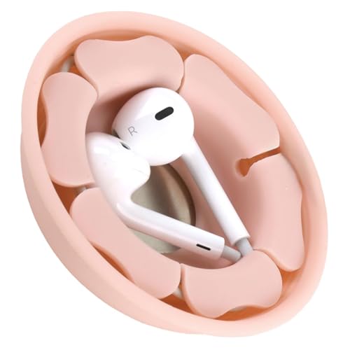 MAIRUI Wired Earbud Case Earphone Headphone Cord Organizer Earbuds Wrap Soft Silicone Magnetic Holder Storage Tangle Free Cable Winder(Baby Pink)