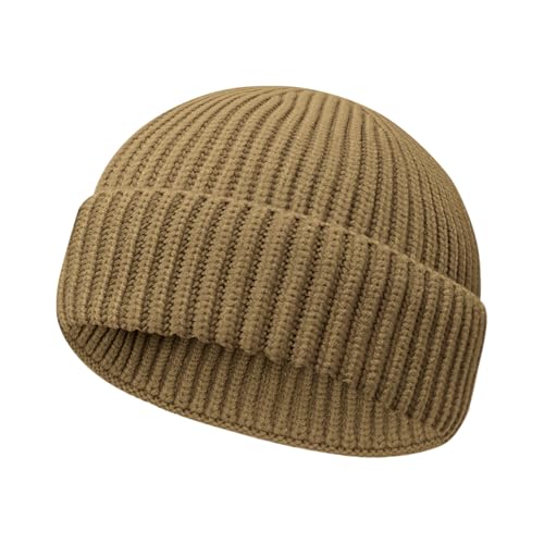 Image of Wool Fisherman Beanies for Men Women Short Cuff Knit Beanie Winter Warm Hats Trawler Hat Stylish Watch Cap
