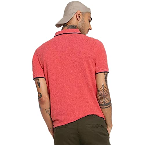 Image of Wrangler Men Brick Red Solid Regular Fit T-Shirt
