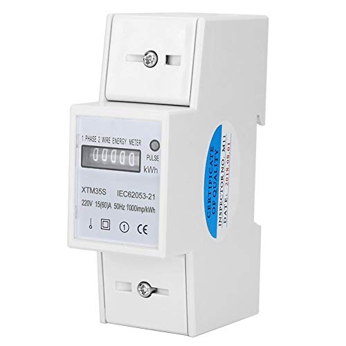 XTM35S 220V 15 (60) A 1 Fase 2-hilos Medidor de Electricidad Digital para Contador de Electrones en Riel DIN (KWh) Medidor de Energía con Pantalla LED