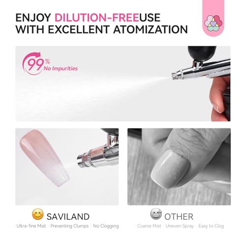 Image of SAVILAND Airbrush Gel Nail Polish Dilution-free: Hema-Free 20 ml No Clogging White Airbrush Nail Polish Non-Acetone Nail Gel P olish for High Pigmented Colors Airbrush Polish for Ombre French Nail