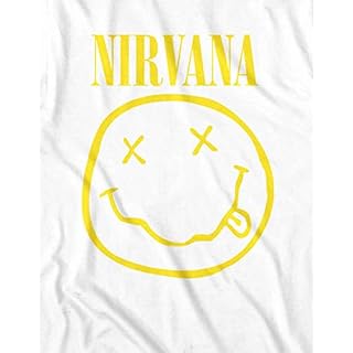 Nirvana Yellow Smiley Homme T-Shirt Manches Courtes Blanc, Regular/Coupe Standard - Les Beatles, Paul McCartney, John Lennon, RIngo Starr, George Harrison Nirvana Yellow Smiley Homme T-Shirt Manches Courtes Blanc, Regular/Coupe Standard – Image 3