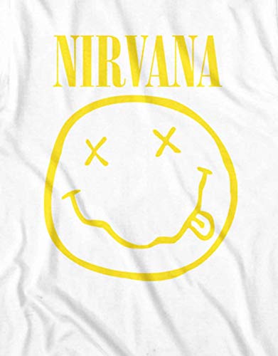 Nirvana Yellow Smiley Homme T-Shirt Manches Courtes Blanc, Regular/Coupe Standard - Les Beatles, Paul McCartney, John Lennon, RIngo Starr, George Harrison Nirvana Yellow Smiley Homme T-Shirt Manches Courtes Blanc, Regular/Coupe Standard – Image 4
