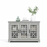 Galano Isadora 3 Door Console Sideboard - Modern Buffet with Distressed Oak Finish - Bookshelf Cabin