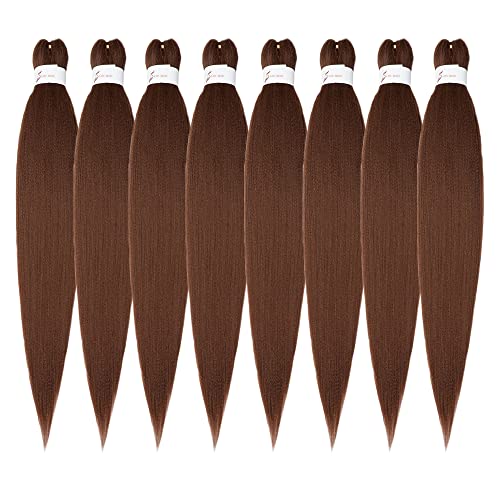 ShowCoco Easy Braid Pre Stretched Braiding Hair Auburn Brown 42 Inch Yaki Texture Easy Crochet Braids 8 Packs Hot Water Setting Synthetic Hair Extension for Braids (42in,#30)