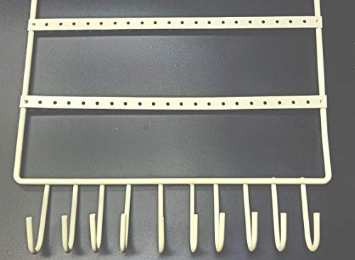 Image of Large Metal Jewellery Hanger Display Stand with 10 Hanging Hooks and 80 Earing Holes - (Ivory)