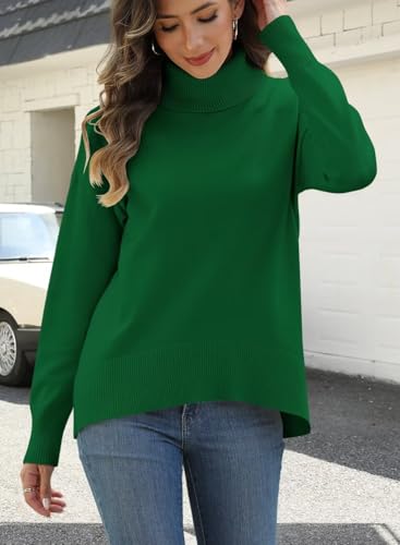 Image of ANFTFH Womens Turtleneck Sweater 2025 Ribbed Knit Top Pullover Sweaters