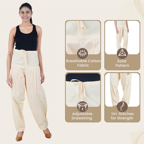 Image of Happy Bunny Salwar Pant for Women, Fine Cotton Ethnic Trousers with Drawstring Waist, Comfortable Daily, Office & Casual Wear Bottoms