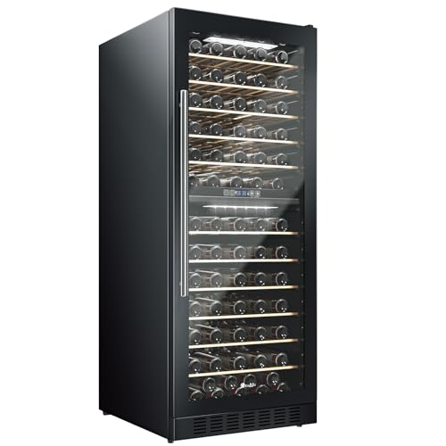 Image of KingChii 141 Bottle Wine Cooler Refrigerator Dual Zone Wine Fridge with Professional Compressor - Stainless Steel & Tempered Glass, Freestanding for Home, Office, Kitchen