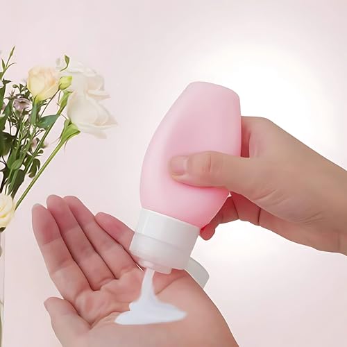 Image of Hian Travel Bottles Kit for Toiletries - Leak-Proof, Refillable & Squeezable Silicone Containers Set (Multicolor, Pack of 4) - Perfect Toiletry Organizer for Shampoo, Lotion & Cream