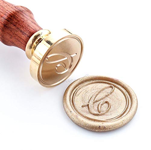 VOOSEYHOME Initial Handwritten Letter Alphabet C Wax Seal Stamp with Rosewood Handle - Ideal for Decorating Gift Packing, Envelopes, Parcels, Letters, Cards, Books, Invitations, Signature - Thumbnail 6