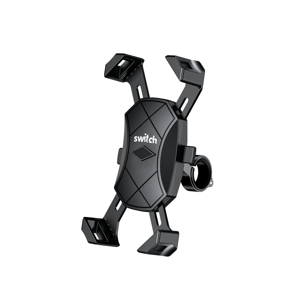 SWITCH Mobile Phone Holder Mount For Scooter, Bike, Bicycle, Handlebar Compatible, Cell Phone Grip, Up To 6.5" Adjustable Clamp, 360° Rotation, 4 Telescopic Hands, Universal Fit