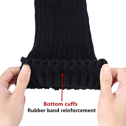 Leotruny Women's Winter Thick Knit Extra Long Thigh High Leg Warmers (C01-Black)