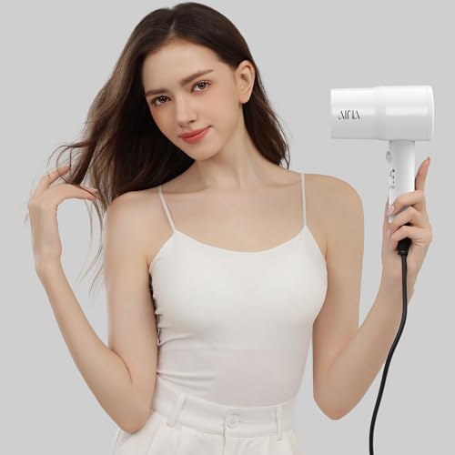 Image of AINA Diffuser Hair Dryer Full-Featured Blow Dryer 110V /1600W(White) | 3 Heat /2 Speed;Cold shut button;Lightweight;Compact Size;High Temp;Low Airflow;Same Results;Less Expense