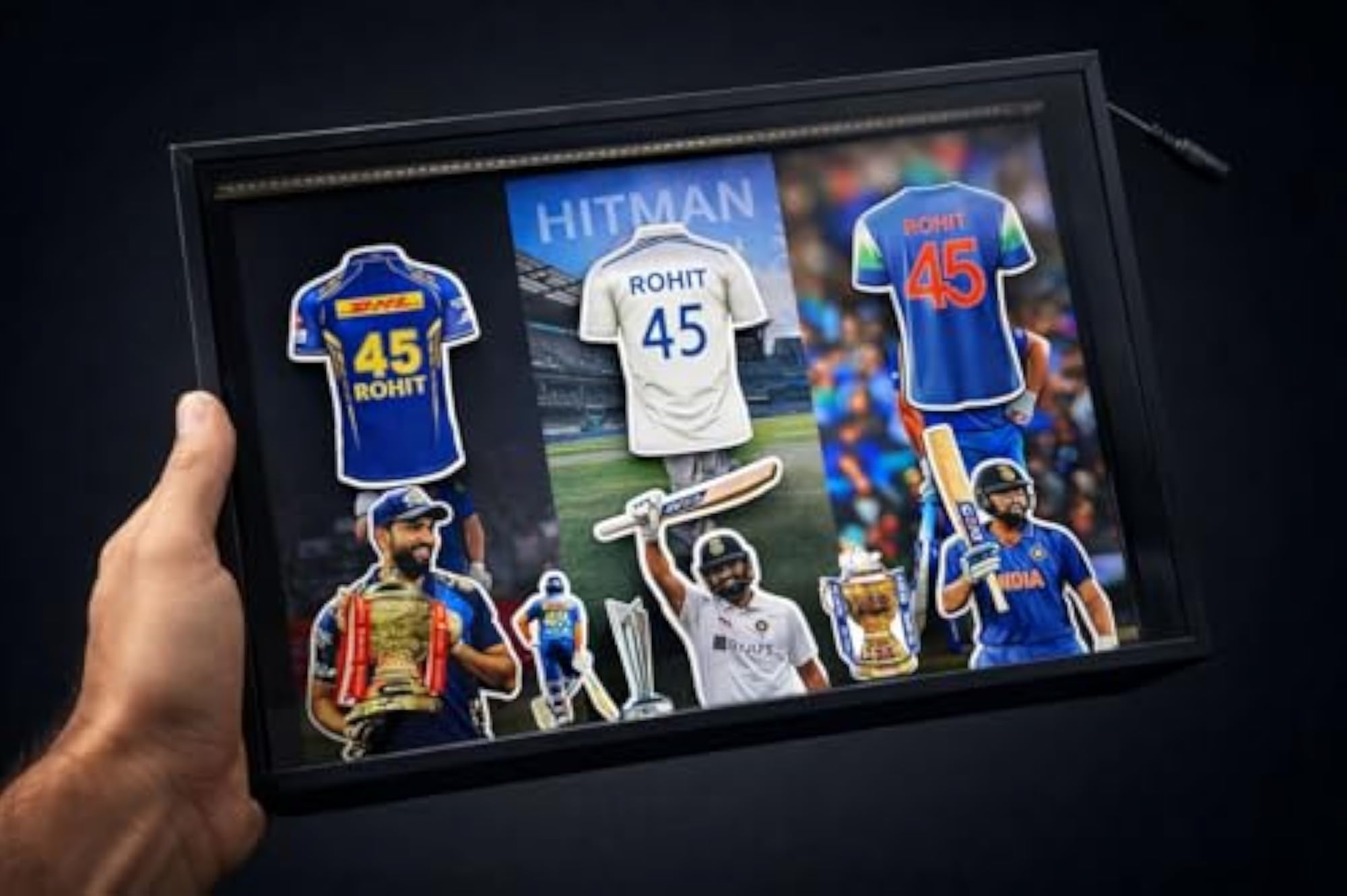 Personalized Cricket LED Photo Frame, Custom Jersey Gift