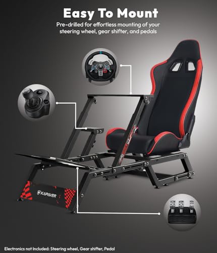 Image of KAPAVER HaloGT-F1 Pro foldable racing wheel stand with bucket seat, portable & adjustable sim cockpit for Logitech G29 /G920 /G923 /G27 /G25, Thrustmaster T248 /T300RS /T150 /458 TX, Xbox, PS4 & PS5