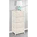 mDesign Vertical Dresser Storage Tower - Sturdy Steel Frame, Wood Top, Easy Pull Fabric Bins - Organizer Unit for Bedroom, Hallway, Entryway, Closets - Textured Print, 4 Drawers - Cream/White