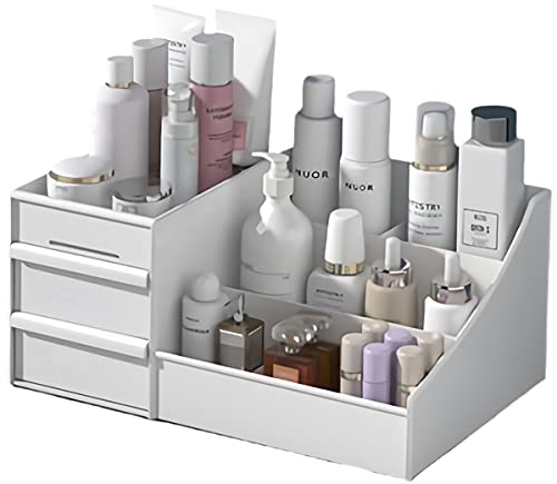 Xiou Makeup Desk Organizer With Drawers - Countertop Organizer For Cosmetics, Vanity Holder For Lipstick, Brushes, Lotions, Eyeshadow, Nail Polish And Jewelry (White) #TOP1
