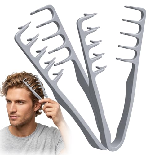 VRYNDH Pettine Denti Larghi per Texture - 2 Pezzi Pettine Capelli Volumizzante Ricci,per Radici,pettine volumizzante capelli, per la cura dei capelli per uso quotidiano e salone di bellezza(B)