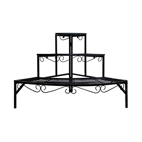 Support de fleurs d'angle pour balcon et salon avec étagère 3 niveaux