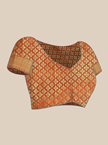 Image of Panzora Women's Banarasi Silk Woven Zari Work Saree With Unstitched Blouse Piece