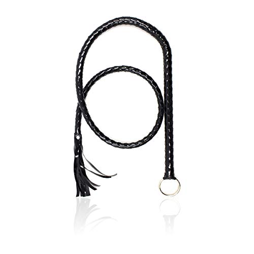 Teelor Horse Whips 55.11'' Handmade Leather Horse Whip, Cow Hide Leather Equestrianism Whip, Riding Whip Suit For Costumes, Stage Performances, (Black) #TOP4