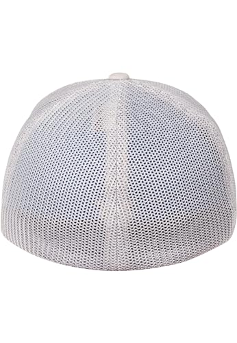 Image of Flexfit Trucker Mesh Fitted Cap | 6-Panel, Mid-Profile, Stretchable Mesh Backing, Flexfit Sweatband, Curved Visor, Silver Undervisor