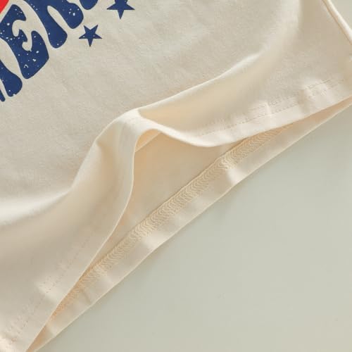 Image of Kids Toddler Girls 4th of July T-Shirt Short Sleeve Patriotic Coquette Bow American Flag Independence Day Top