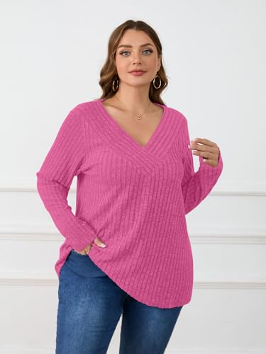Image of BELAROI Womens Plus Size Sweaters V Neck Fall Tunic Top Pullover Shirts