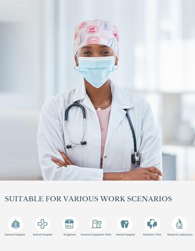 Image of Scrub Caps for Men and Women with Buttons, Classic Surgical Caps