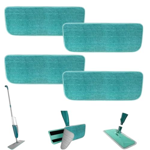 Kit 4 Refis Pano Microfibra Verde para Mop Spray Esfregão Lava e Seca, Rodo Vassoura Mágica, Almofad
