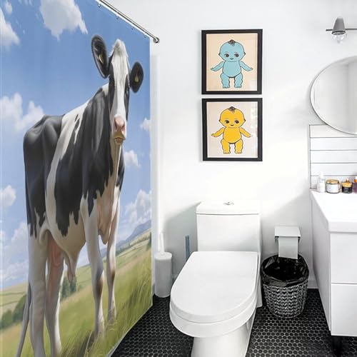 Rideau de douche tissu polyester vache 168x183cm lavable