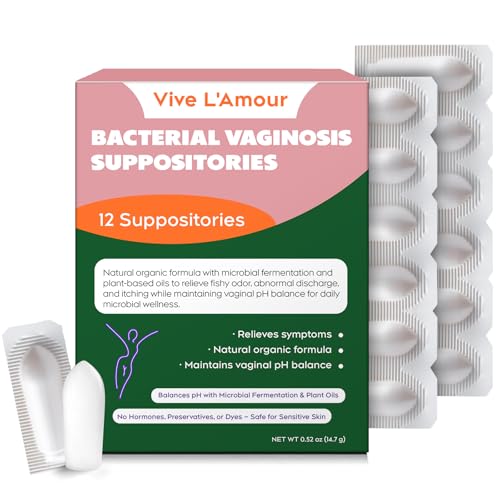 Vive LAmour Vaginal Suppositories | Relieves Bacterial Vaginosis (BV) Symptoms: Fishy Odor Itching Abnormal Discharge | Natural Plant-Based Formula | 12 Inserts