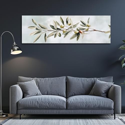 Tableau branche d'olivier rustique idéal pour une déco de cuisine méditerranéenne panoramique