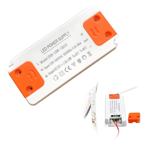 Transformateur 220V 12V LED 18W,Sortie DC 12V 3A 18W, Ultra Mince Transformateur, transformateur LED entrée, Transfo LED Driver 1A, Convertisseur De Tension AC à DC Adaptateur Transfo Constante
